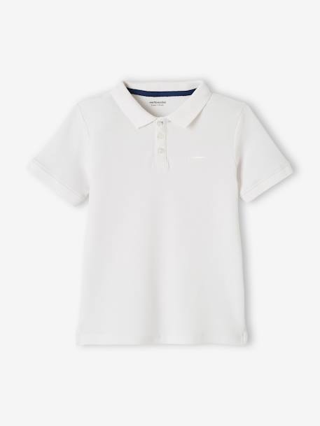 Poloshirt met korte mouwen voor jongens met borduurwerk op de borst blauw+lichtgeel+lichtkaki+MARINEBLAUW+terracotta+wit - vertbaudet enfant 