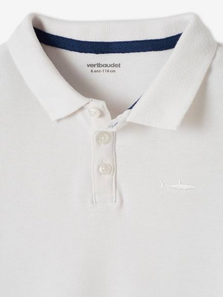 Poloshirt met korte mouwen voor jongens met borduurwerk op de borst blauw+lichtgeel+lichtkaki+MARINEBLAUW+terracotta+wit - vertbaudet enfant 