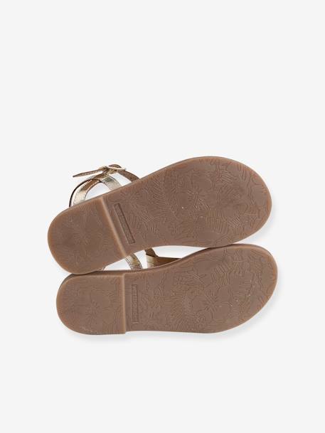 Leren sandalen voor meisjes, collectie kleuterschool 6467+bruin+bruin, bedrukt+turquoiseblauw - vertbaudet enfant 