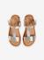 Leren sandalen voor meisjes, collectie kleuterschool 6467+bruin+bruin, bedrukt+turquoiseblauw - vertbaudet enfant 