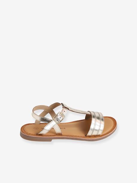 Leren sandalen voor meisjes, collectie kleuterschool 6467+bruin+bruin, bedrukt+turquoiseblauw - vertbaudet enfant 
