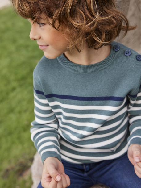 Gestreepte jongenstrui ecru+GESTREEPT MARINEBLAUW OKERGEEL+groen+Marine en ivoor gestreepte sal - vertbaudet enfant 