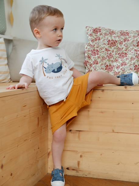 Set babyshirt met print en baggy short wit - vertbaudet enfant 