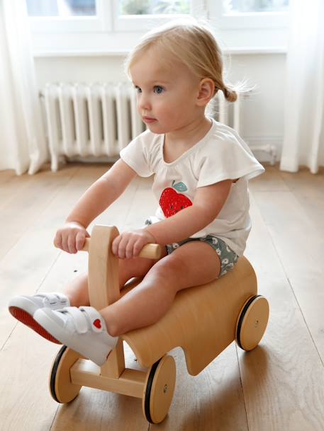 Stoffen tennisschoenen met klittenband voor babymeisjes groen madeliefjesprint+ijsblauw+paars, bedrukt+roze, bedrukt+veel roze+WIT - vertbaudet enfant 