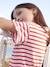 Gestreept t-shirt met paillettenhartje voor meisjes gestreept ecru - vertbaudet enfant 