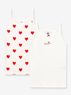 Set van 2 katoenen hartjeshemden voor kleine meisjes - PETIT BATEAU  - vertbaudet enfant