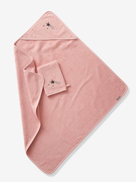 Badcape + washand personaliseerbaar Oeko-Tex® blauwgroen+framboos+medium blauw+oker+poederroze+wit+zeegroen - vertbaudet enfant 