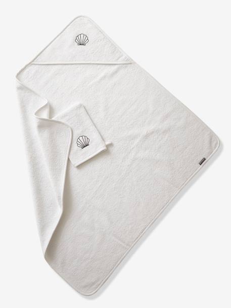 Badcape + washand personaliseerbaar Oeko-Tex® blauwgroen+framboos+medium blauw+oker+poederroze+wit+zeegroen - vertbaudet enfant 