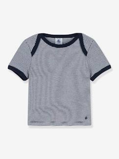 Gestreept t-shirt baby milleraies korte mouwen PETIT BATEAU in biokatoen  - vertbaudet enfant
