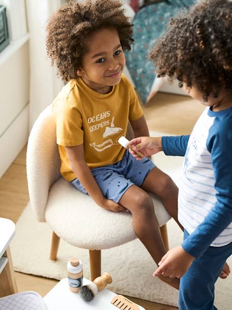 Set van 2 Oeko-Tex® pyjama's voor jongens met walvissen Set mosterd en blauw - vertbaudet enfant 