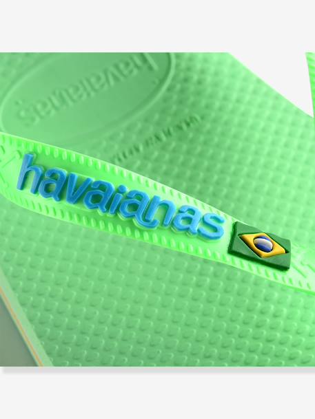 Teenslippers voor kinderen Brasil logo HAVAÏANAS groen+inkt+marineblauw/wit - vertbaudet enfant 