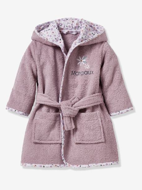 Babybadjas personaliseerbaar Bloemetjes paars - vertbaudet enfant 