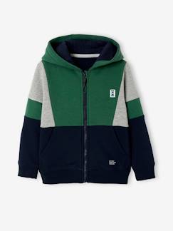 Jongens-Trui, vest, sweater-Sweater-Colourblock sportsweater met rits voor jongens