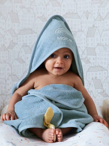 Badcape + washand personaliseerbaar Oeko-Tex® blauwgroen+framboos+medium blauw+oker+poederroze+wit+zeegroen - vertbaudet enfant 