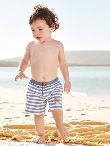Zwembroekje voor babyjongen Surf blauw gestreept - vertbaudet enfant 