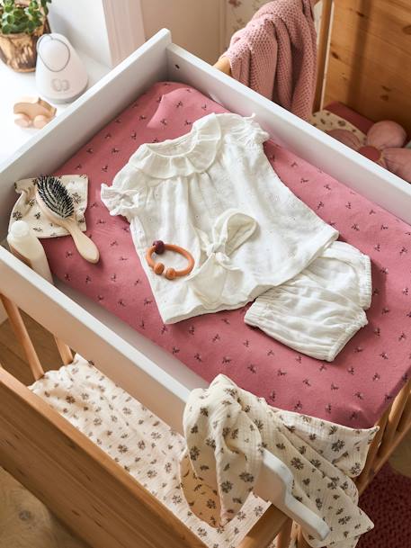 Hoes voor aankleedkussen in jersey rozenhout met print - vertbaudet enfant 