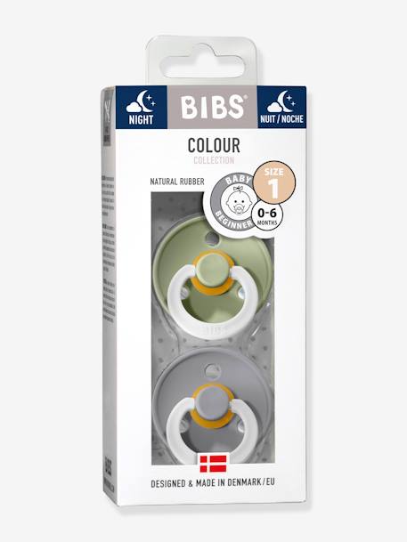 Set van 2 BIBS Colour-fopspenen, maat 1 van 0 tot 6 maanden Amandelgroen + kaki+Diepblauw + petrolblauw+IJzergrijs + babyblauw+Poederroze + vanille+rouge+saliegroen+Terracotta + poederroze - vertbaudet enfant 