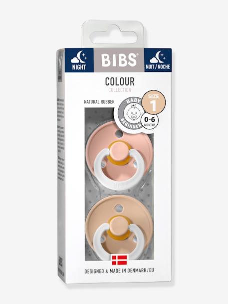 Set van 2 BIBS Colour-fopspenen, maat 1 van 0 tot 6 maanden Amandelgroen + kaki+Diepblauw + petrolblauw+IJzergrijs + babyblauw+Poederroze + vanille+rouge+saliegroen+Terracotta + poederroze - vertbaudet enfant 