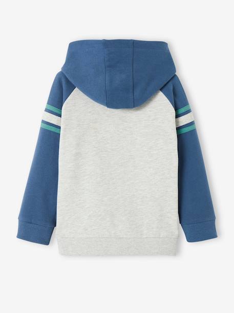 Sweater met capuchon, grafisch motief en raglanmouwen MEDIUM BLAUW - vertbaudet enfant 