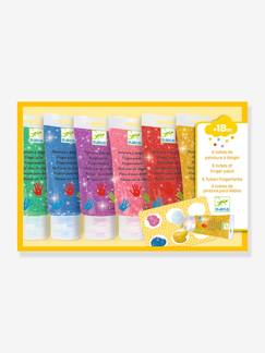Speelgoed-Creatieve activiteiten-6 tubes vingerverf met glitter - DJECO