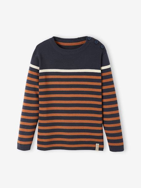 Gestreepte jongenstrui ecru+GESTREEPT MARINEBLAUW OKERGEEL+groen+Marine en ivoor gestreepte sal - vertbaudet enfant 
