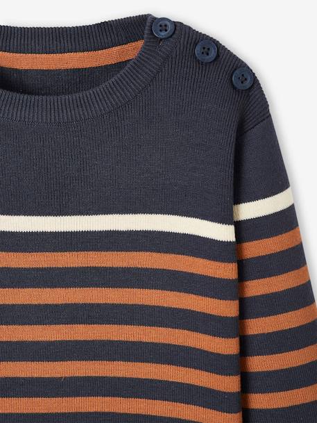 Gestreepte jongenstrui ecru+GESTREEPT MARINEBLAUW OKERGEEL+groen+Marine en ivoor gestreepte sal - vertbaudet enfant 