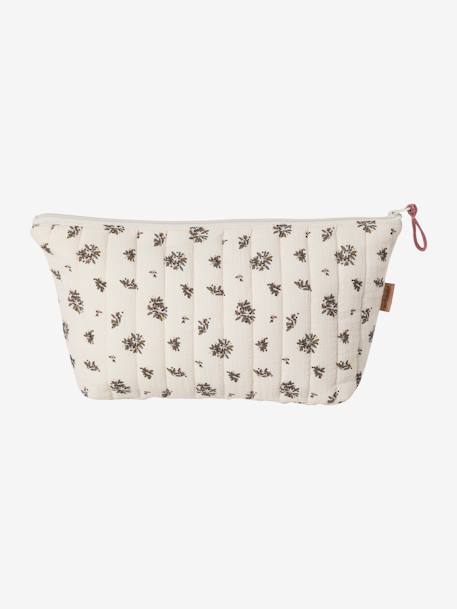 Toilettas voor kind in katoengaas beige, bedrukt+grijsblauw+print bloemen zolder+roze, bedrukt - vertbaudet enfant 