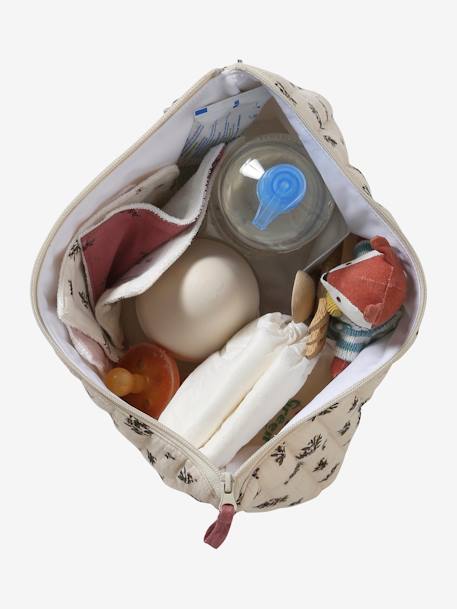 Toilettas voor kind in katoengaas beige, bedrukt+grijsblauw+print bloemen zolder+roze, bedrukt - vertbaudet enfant 