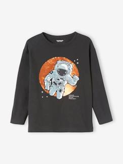 Jongens-T-shirt, poloshirt, souspull-T-shirt-T-shirt voor jongens met astronautenthema en dubbelzijdige lovertjes