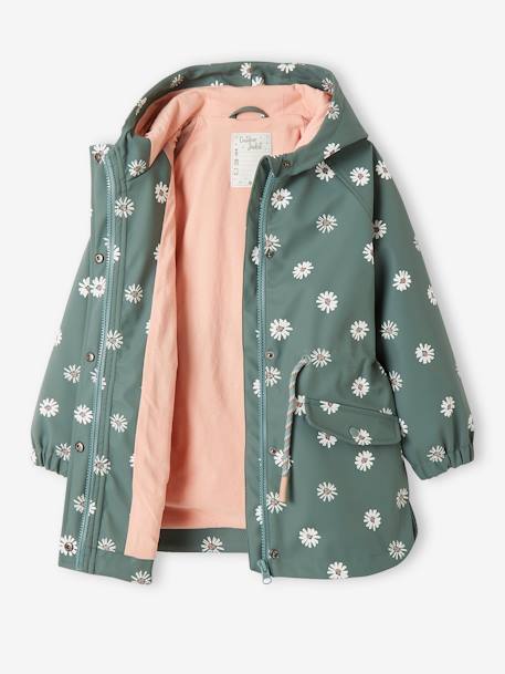 Regenjas met magische stippen voor meisjes bedrukte salie+hemelsblauw+lichtroze+rouge+rozen - vertbaudet enfant 