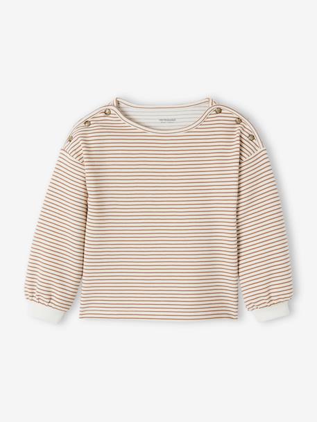 Gestreept meisjes-T-shirt met boothals wit gestreept - vertbaudet enfant 