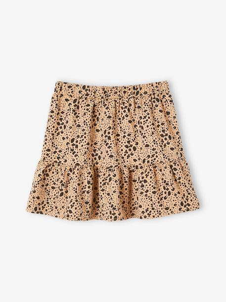 Meisjesrok met ruches en print beige met print - vertbaudet enfant 