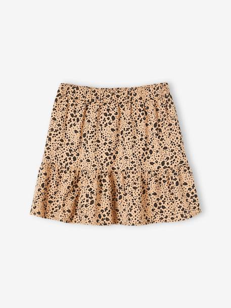 Meisjesrok met ruches en print beige met print - vertbaudet enfant 
