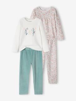 -Set van 2 fluwelen pyjama's voor meisjes