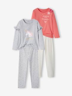 Meisje-Pyjama, surpyjama-Set met 2 eenhoornpyjama's meisje