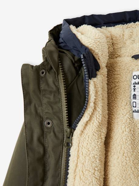 3-in-1-parka voor baby met afneembaar vest kaki+korstmos+Marinegrijs+pecannoot - vertbaudet enfant 