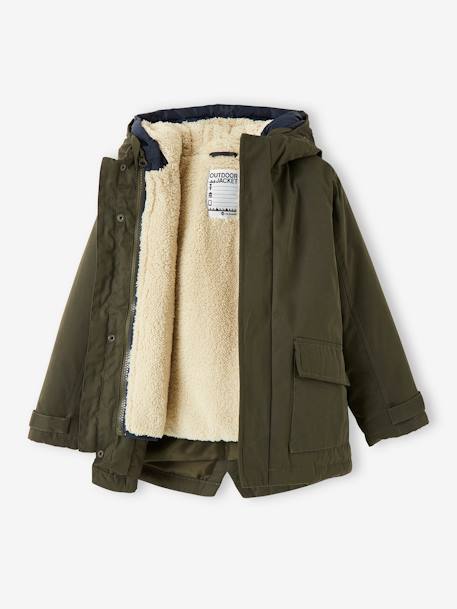 3-in-1-parka voor baby met afneembaar vest kaki+korstmos+Marinegrijs+pecannoot - vertbaudet enfant 
