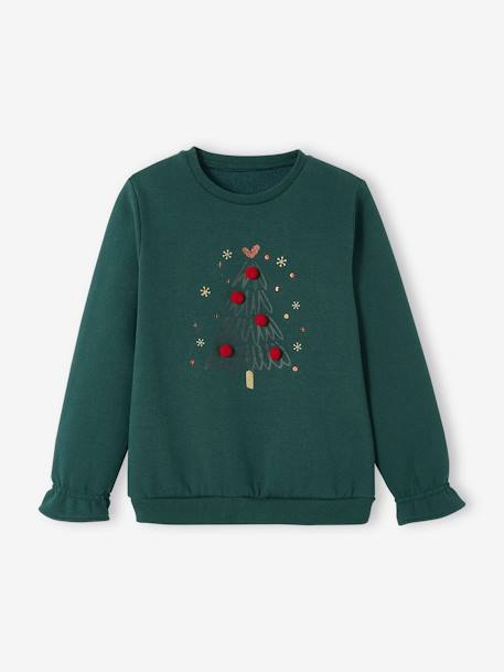 Sweat kerstsweater voor meisjesS dennen+rood - vertbaudet enfant 