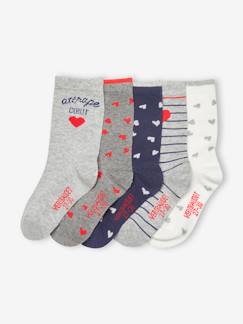 Meisje-Ondergoed-Sokken-Set van 5 paar meisjessokken met hartjes