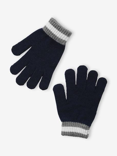 Set muts + snood + handschoenen voor jongens van geribbeld tricot marine - vertbaudet enfant 