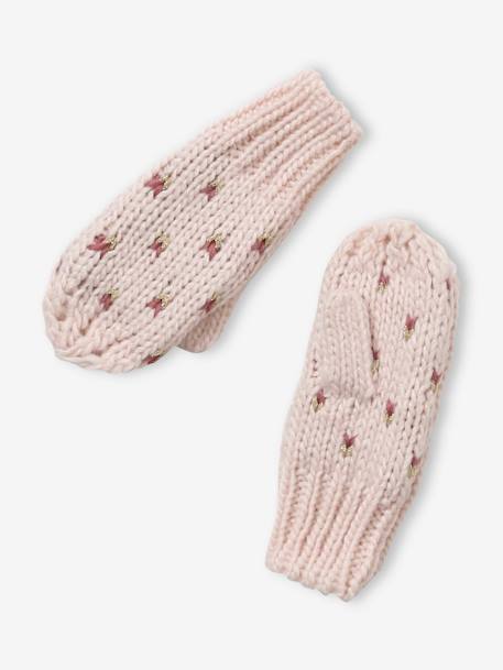 Set muts + snood + handschoenen met hartjes meisje Roze - vertbaudet enfant 