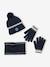 Set muts + snood + handschoenen voor jongens van geribbeld tricot marine - vertbaudet enfant 