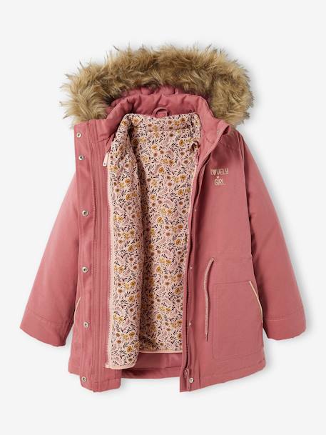 3-in-1 parka met capuchon meisje DARK GREEN+groengrijs+kaki+PURPLE DARK+salie+zwart - vertbaudet enfant 