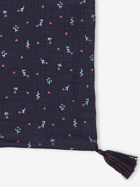 Sjaal met bloemenprint voor meisjes donkerindigoblauw beprint - vertbaudet enfant 