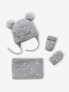 Baby-Accessoires-Set van babymeisjes muts + snood + wanten met stippen