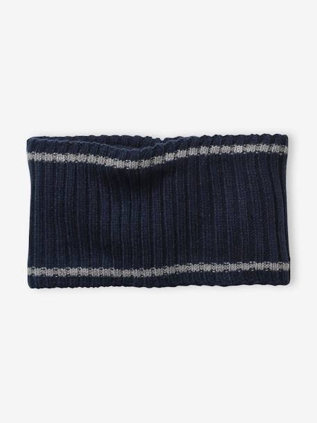 Set muts + snood + handschoenen voor jongens van geribbeld tricot marine - vertbaudet enfant 