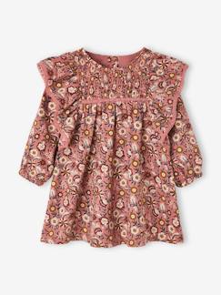 Baby-Rok, jurk-Bloemenjurk met smokwerk voor meisjesbaby