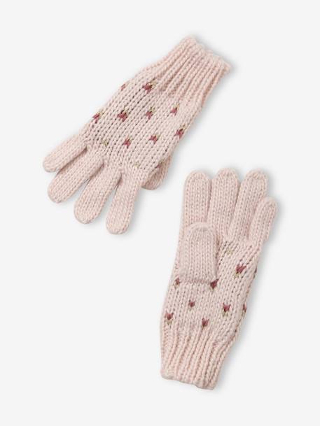 Set muts + snood + handschoenen met hartjes meisje Roze - vertbaudet enfant 