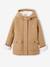 Mantel met capuchon van wol met sherpa voering voor meisjes bordeauxrood+donkergroen+geel - vertbaudet enfant 