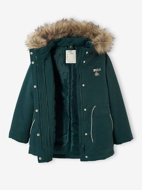 3-in-1 parka met capuchon meisje DARK GREEN+groengrijs+kaki+PURPLE DARK+salie+zwart - vertbaudet enfant 